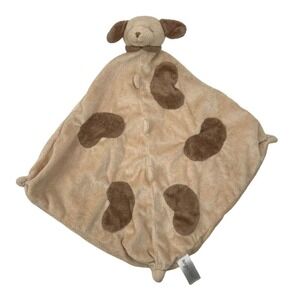 Angel Dear Lovey Baby Security Blanket Plush Brown Tan Puppy Embroidered Face